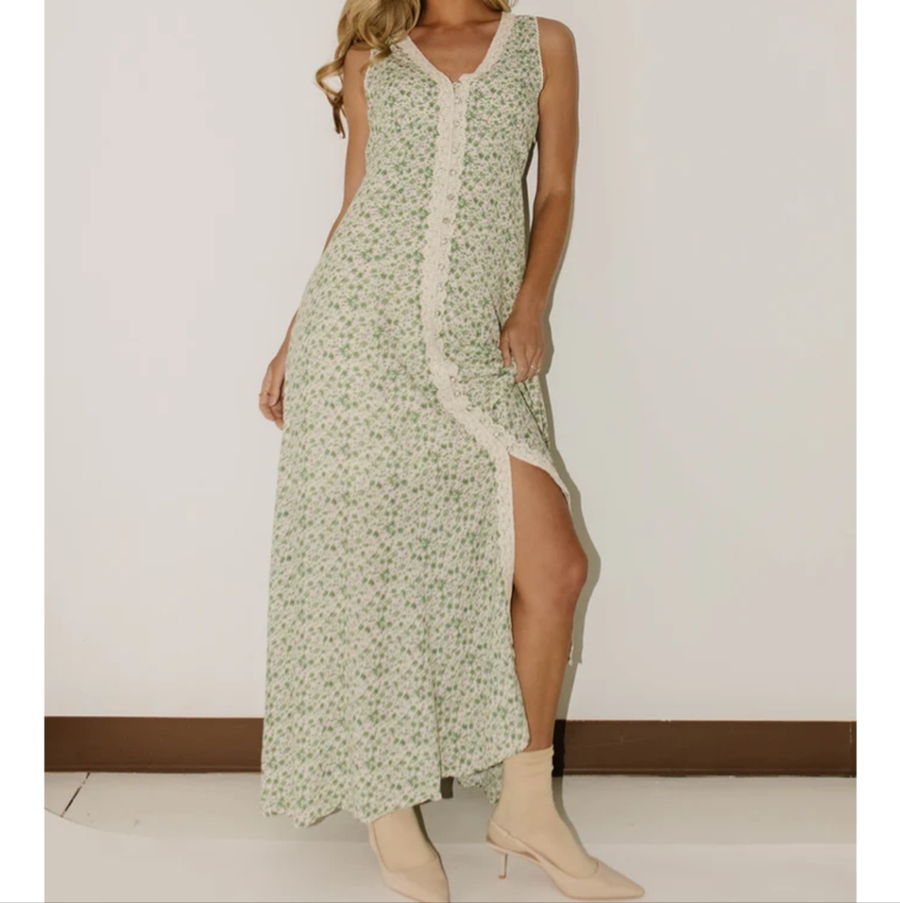 Floral Green Maxi Dress